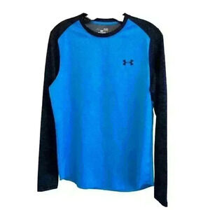 Under Armour Shirt Mens S Blue Loose Heat Gear Long Sleeve Running